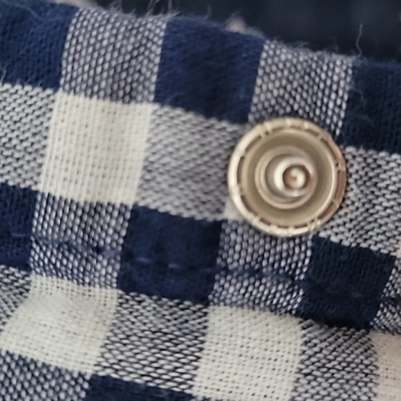 Baby Boden Gingham Check Blue Gray Stars Cotton Snaps Button Down Shirt Sz.3-6mo - Picture 7 of 12